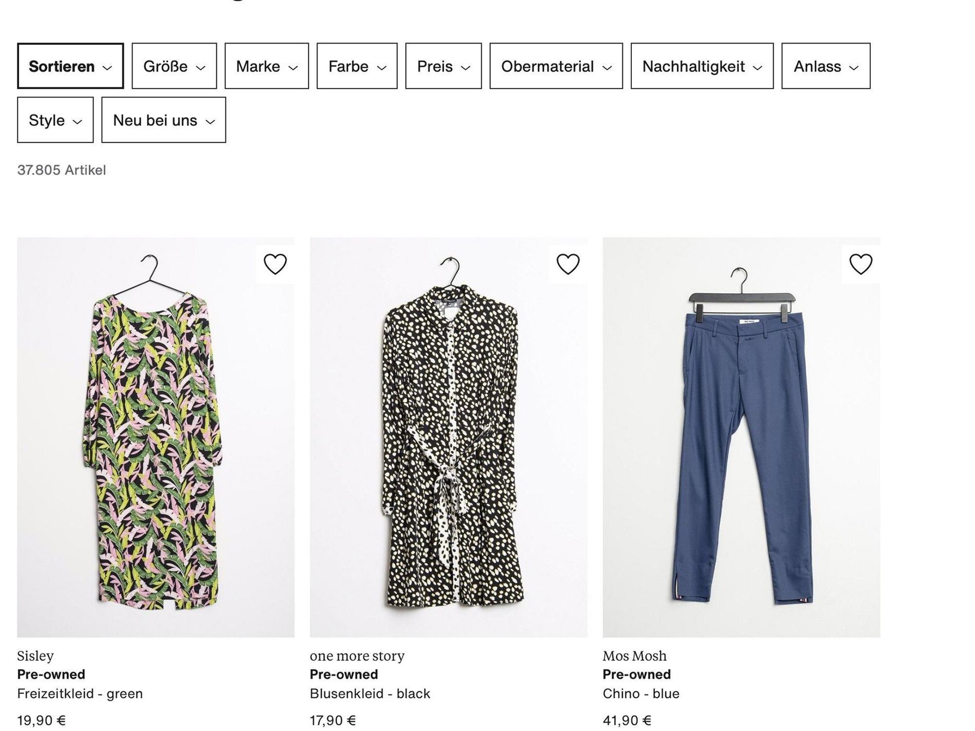 Blick auf das Secondhand-Segment bei Zalando (Archivfoto 2021): Fachleute halten die vom Onlinehändler verlangten Mahngebüren bei nicht fristgemäßer Zahlung für unzulässig.