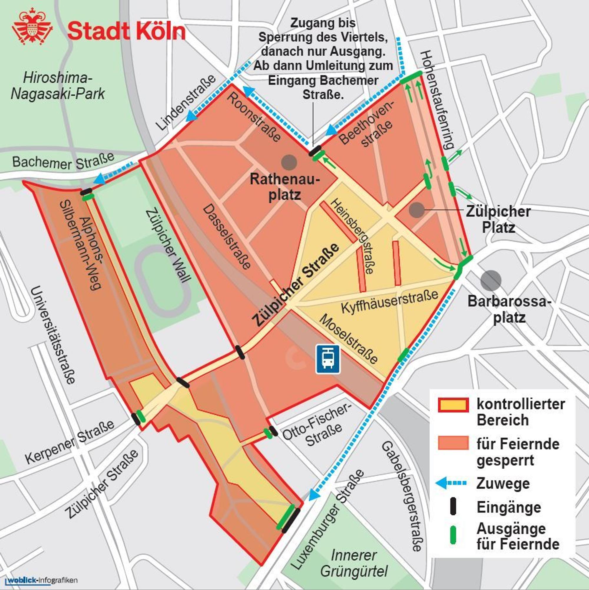 Karte des Zülpicher Viertels zum 11.11.