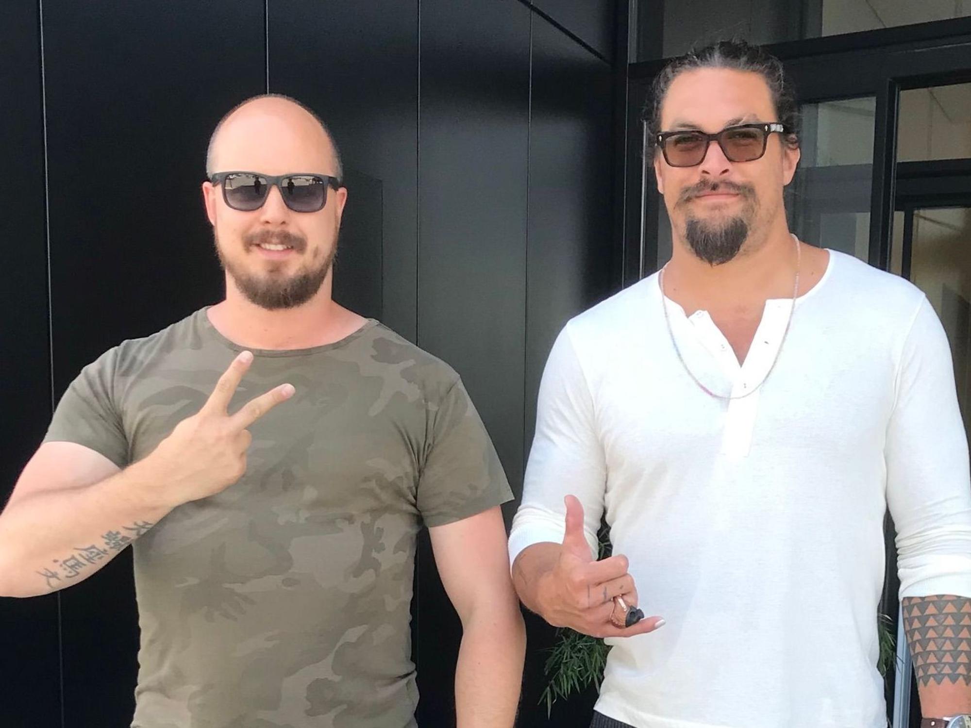 Marvin Muth (l.) mit Kumpel und Hollywood-Star Jason Momoa