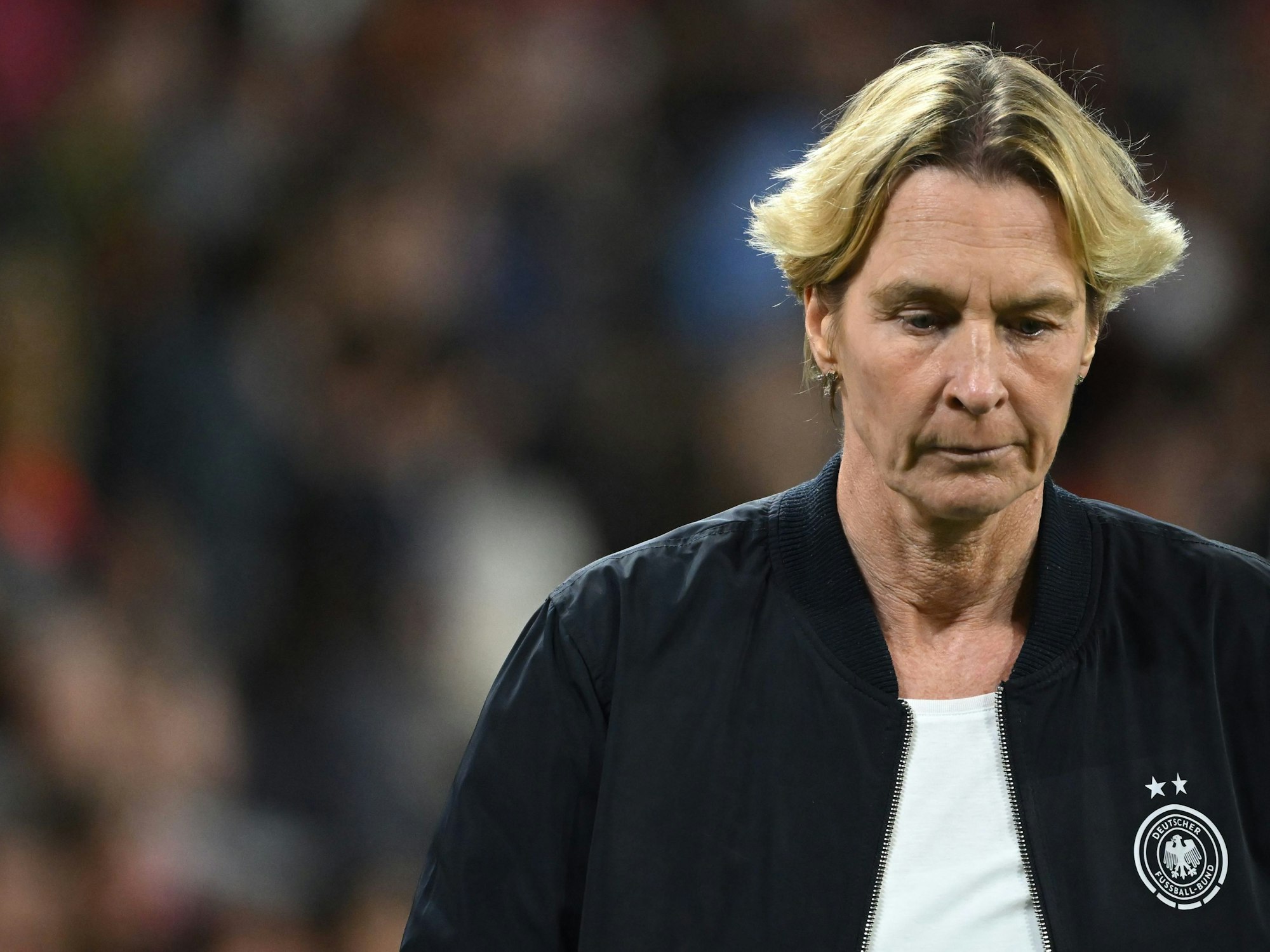 Martina Voss-Tecklenburg, Bundestrainerin der deutschen Frauen-Fußballnationalmannschaft, nach dem Spiel.