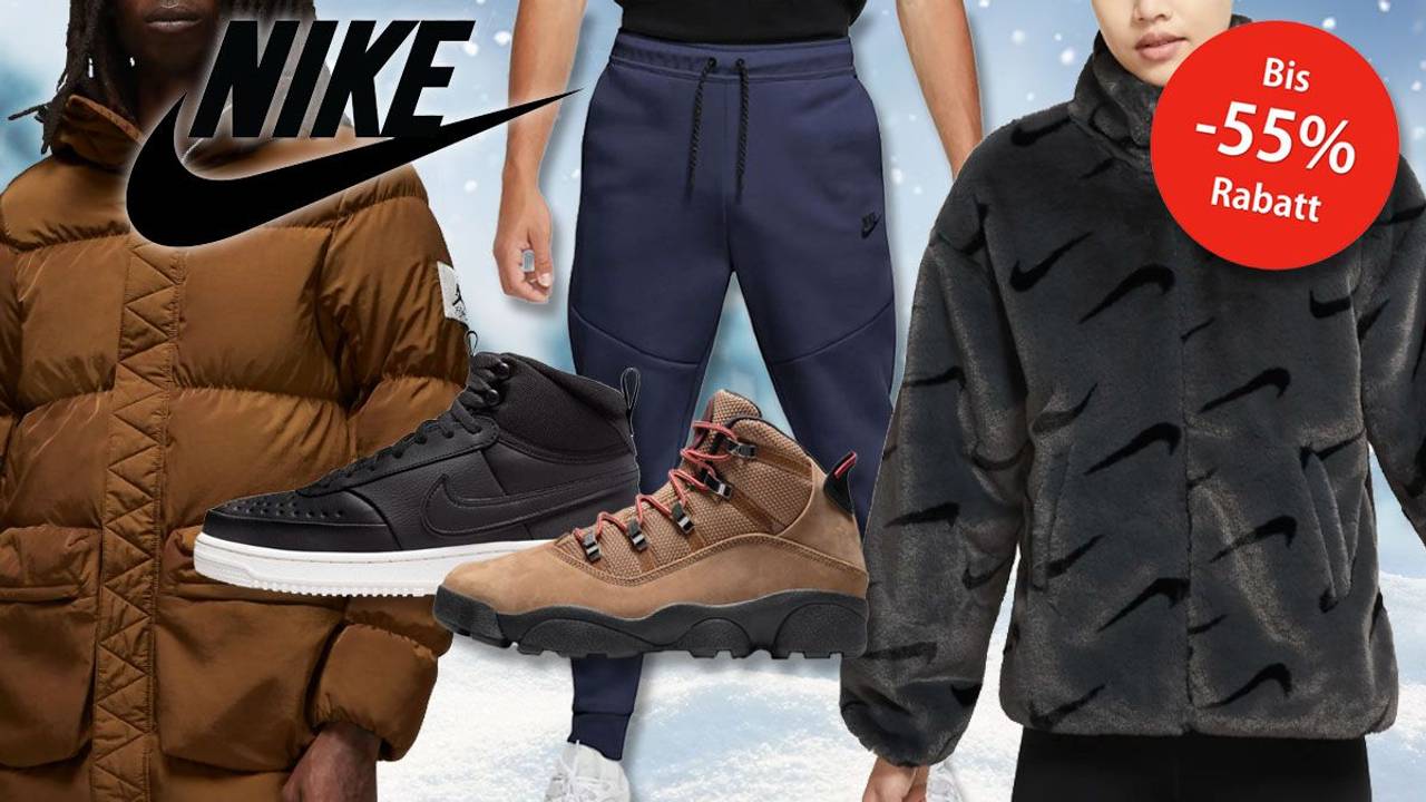 Nike Winterbekleidung für Herren und Damen mit Nike Logo im Bild.
