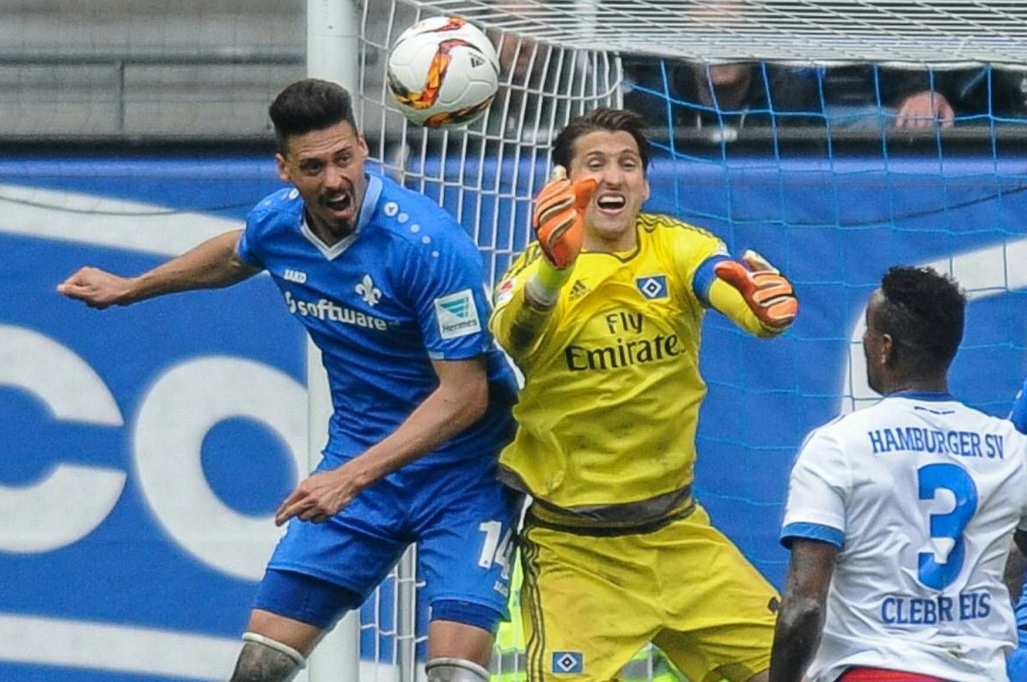 Sandro Wagner und Rene Adler im Zweikampf.