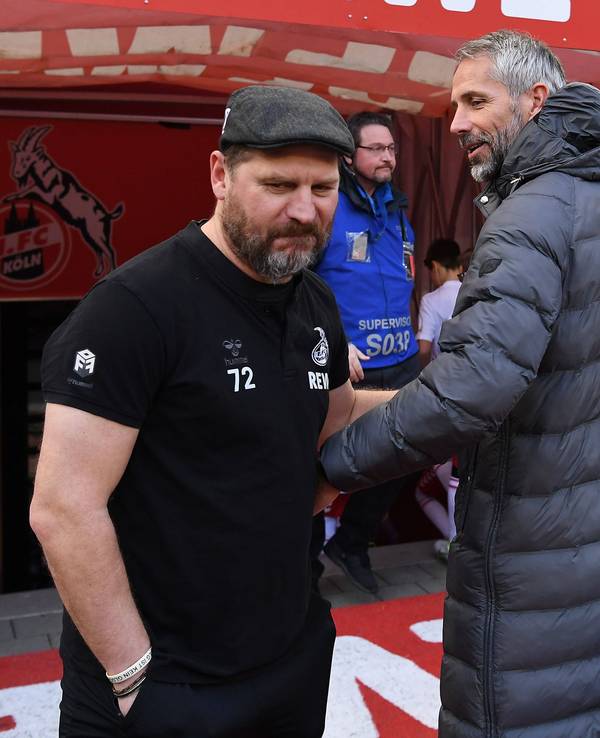 Steffen Baumgart im Gespräch mit Marco Rose.