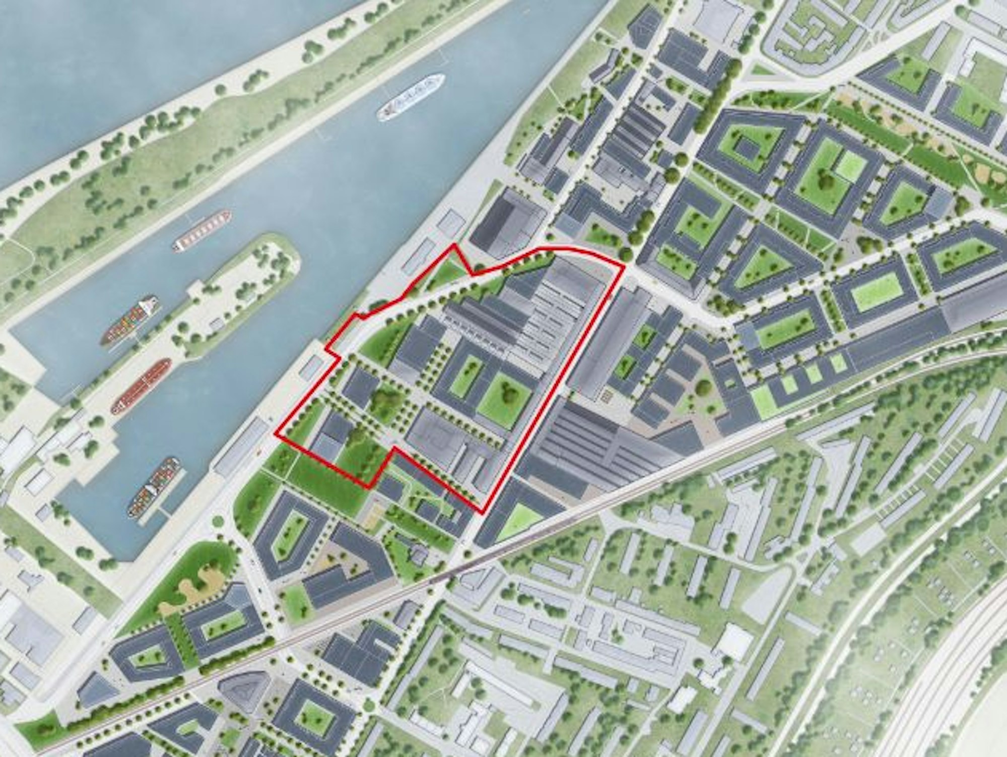 Übersicht des Plangebietes in Köln-Mülheim. Hier soll das Otto-Langen-Quartier entstehen.