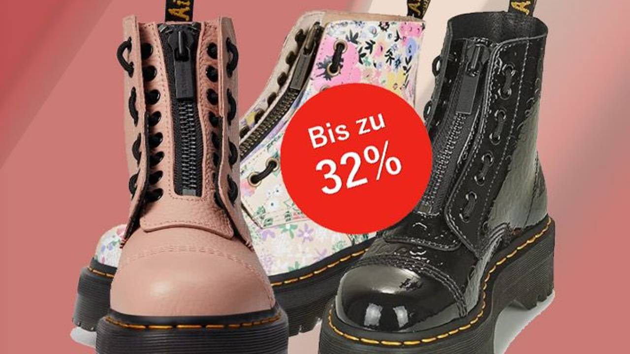 Auf dem Bild sind drei unterschiedliche Farben des Dr. Martens Sinclair Models zu sehen