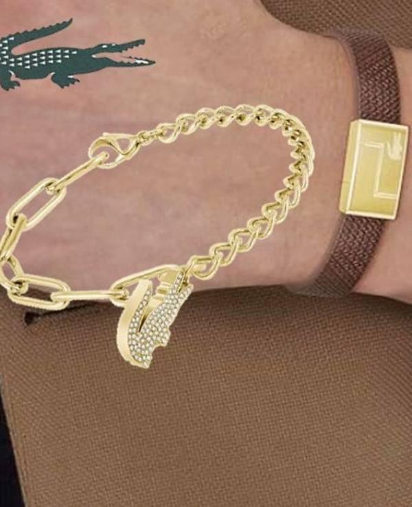 Ein stylisches Lacoste Armband aus Leder und Edelstahlverschluss.