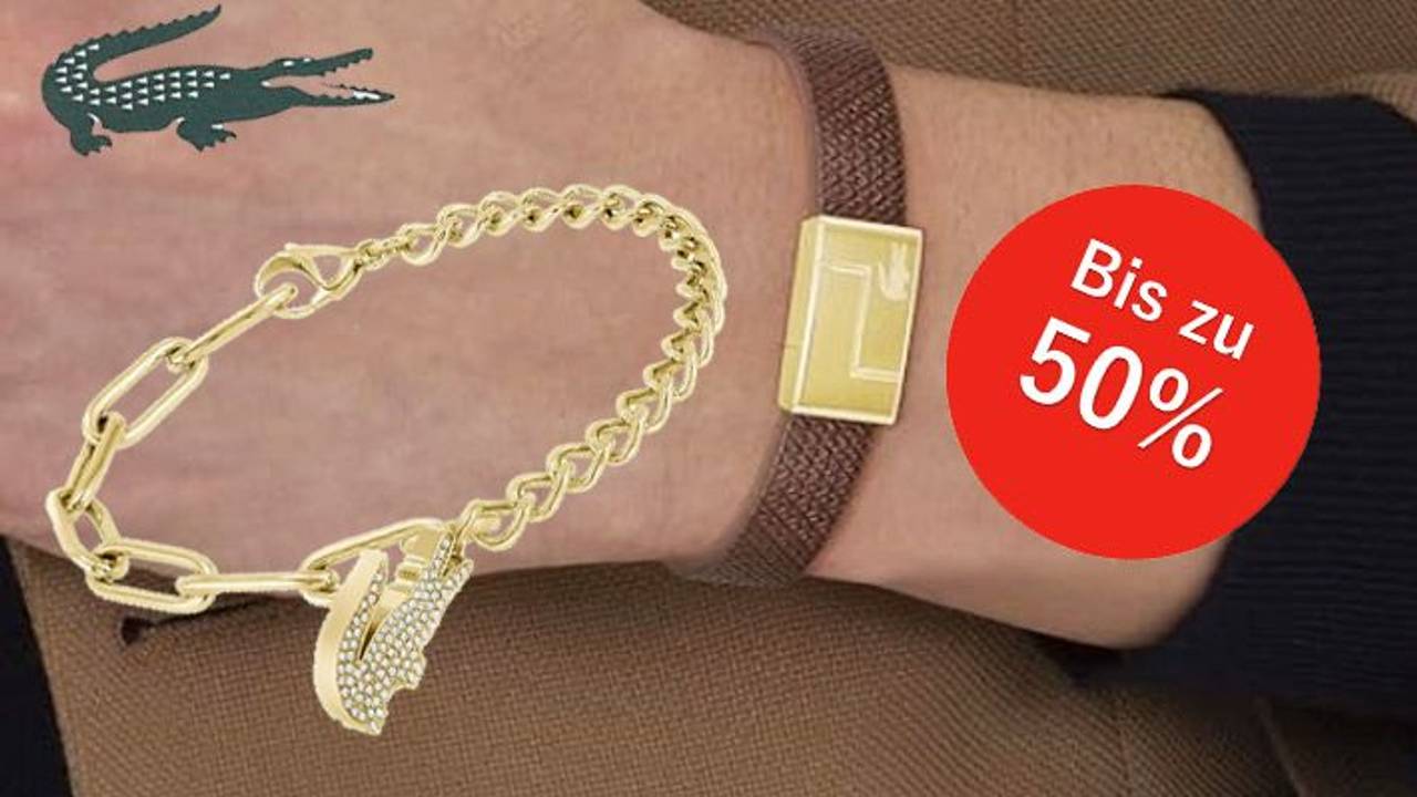 Ein stylisches Lacoste Armband aus Leder und Edelstahlverschluss.