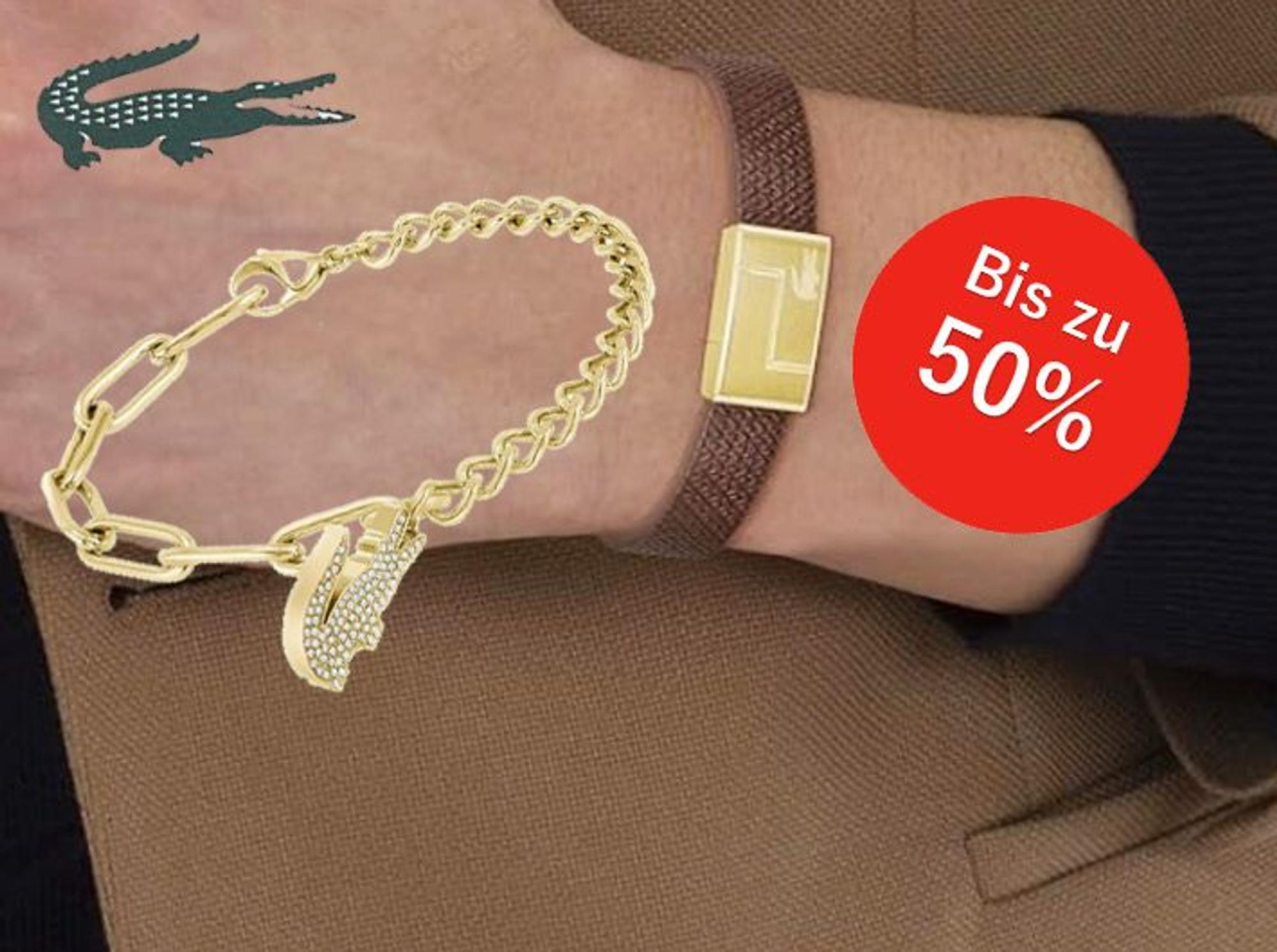 Ein stylisches Lacoste Armband aus Leder und Edelstahlverschluss.