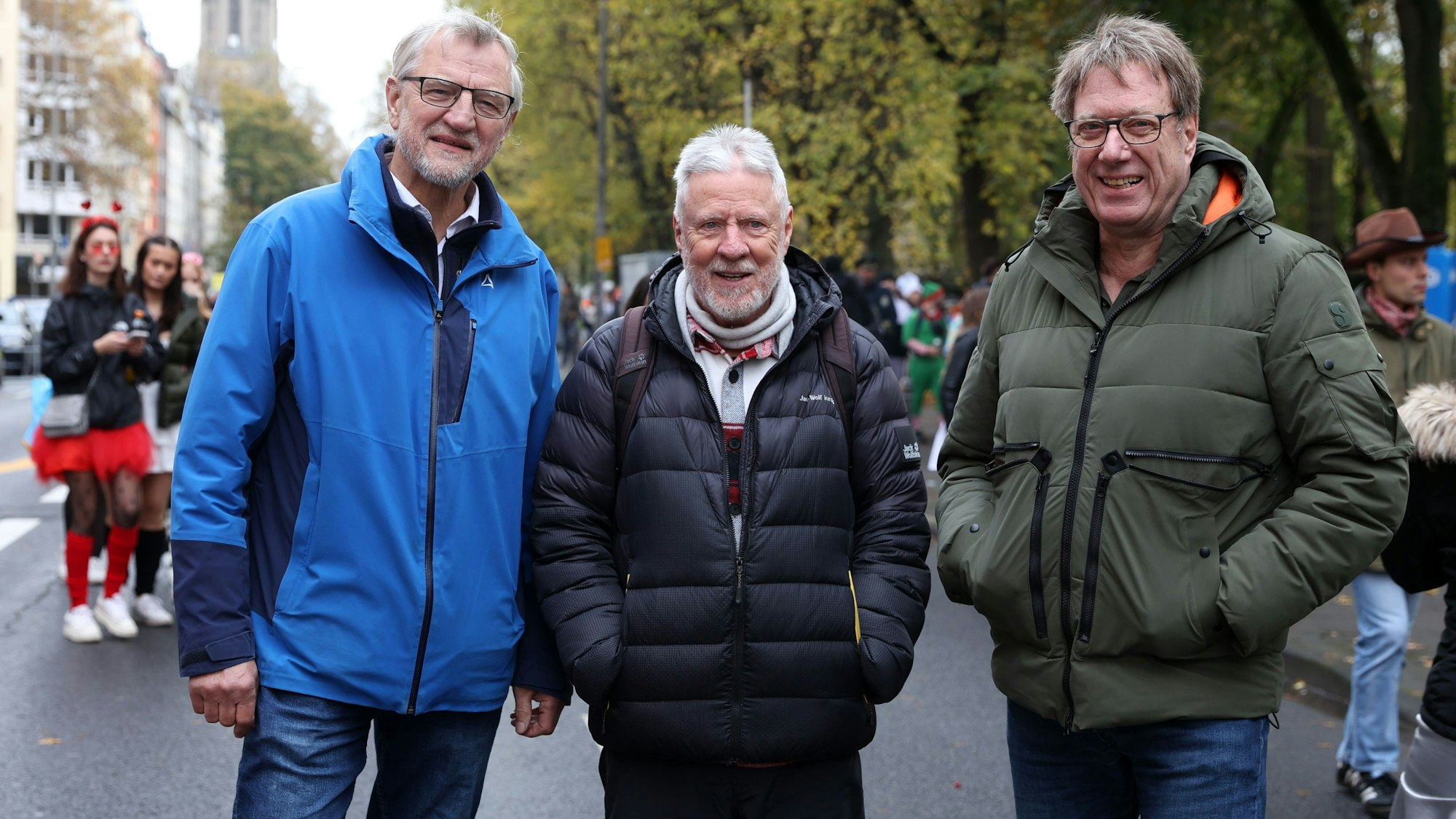 Sessionsauftakt Kölner Karneval, Zülpicher Straße: Andreas Hupke, Klaus Adrian und Michael Neumann.