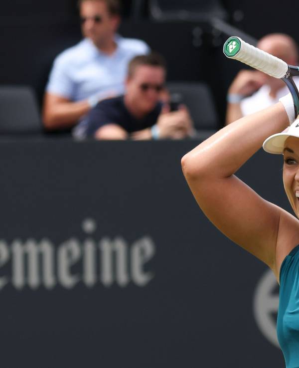 Sabine Lisicki jubelt nach ihrem Sieg in einem Match in Bad Homburg.