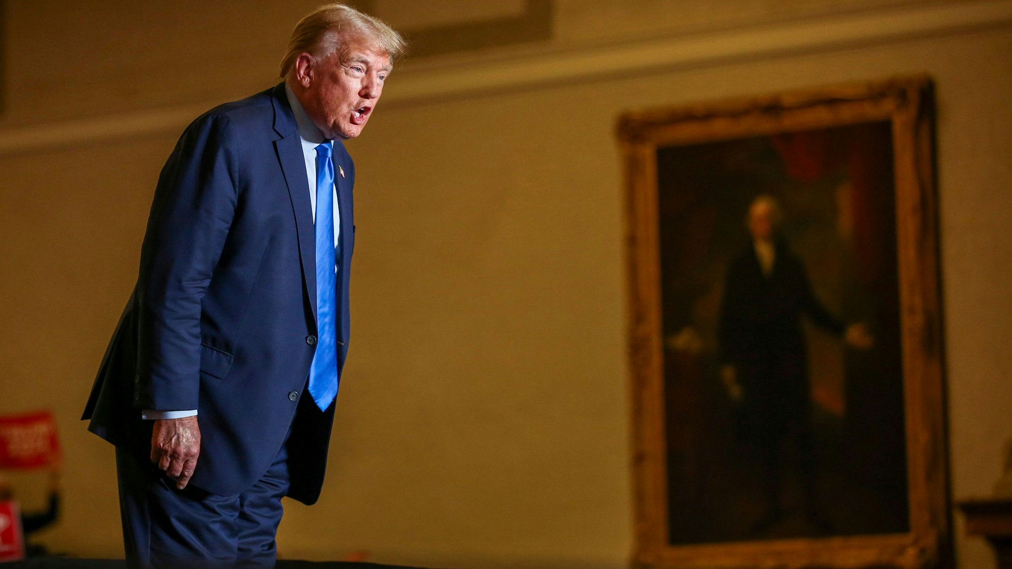 Ex-Präsident Donald Trump bei seiner umstrittenen Rede in Claremont (im US-Bundesstaat New Hampshire).