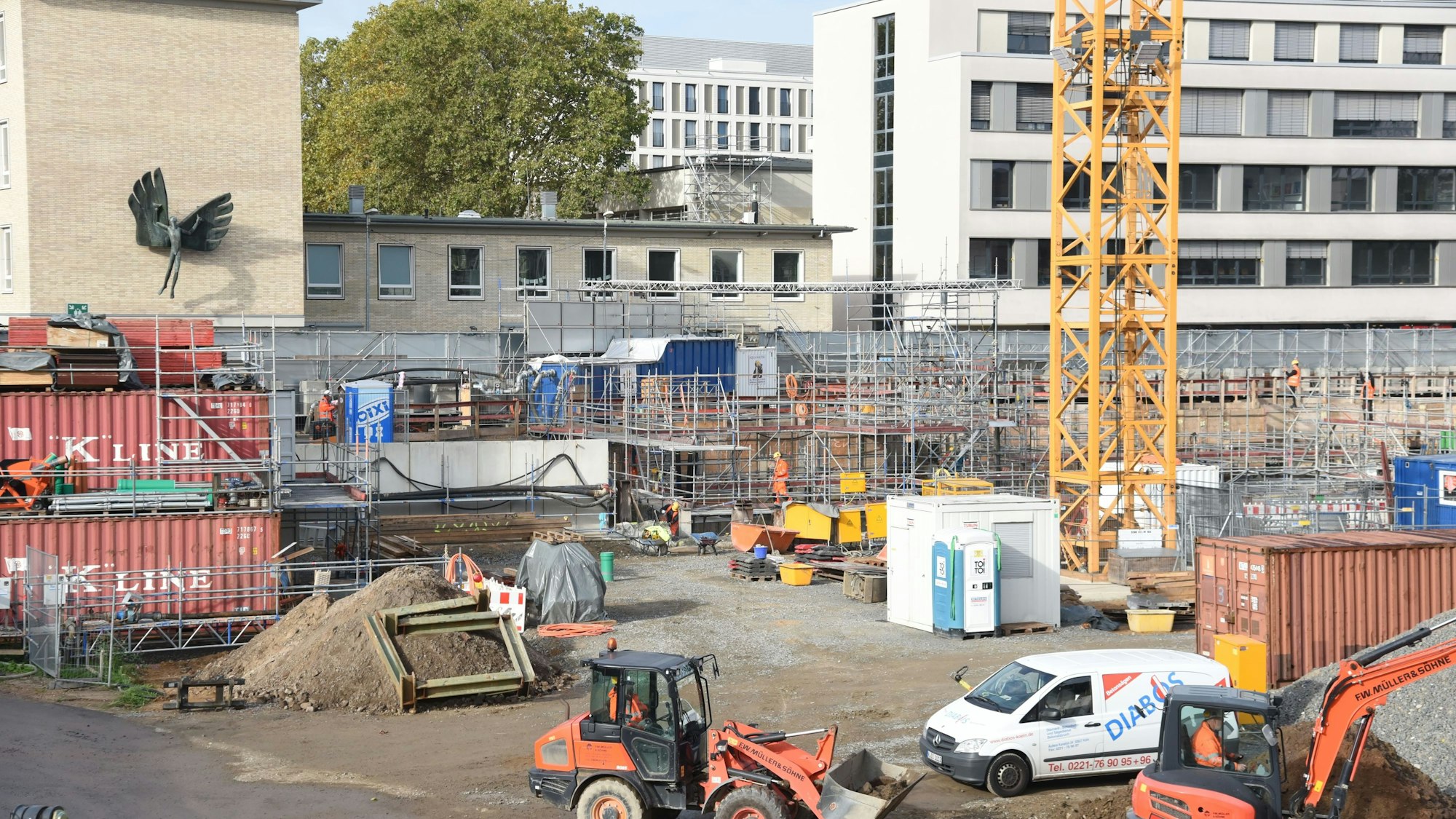 Blick auf die Baustelle am Waidmarkt in der Kölner Südstadt