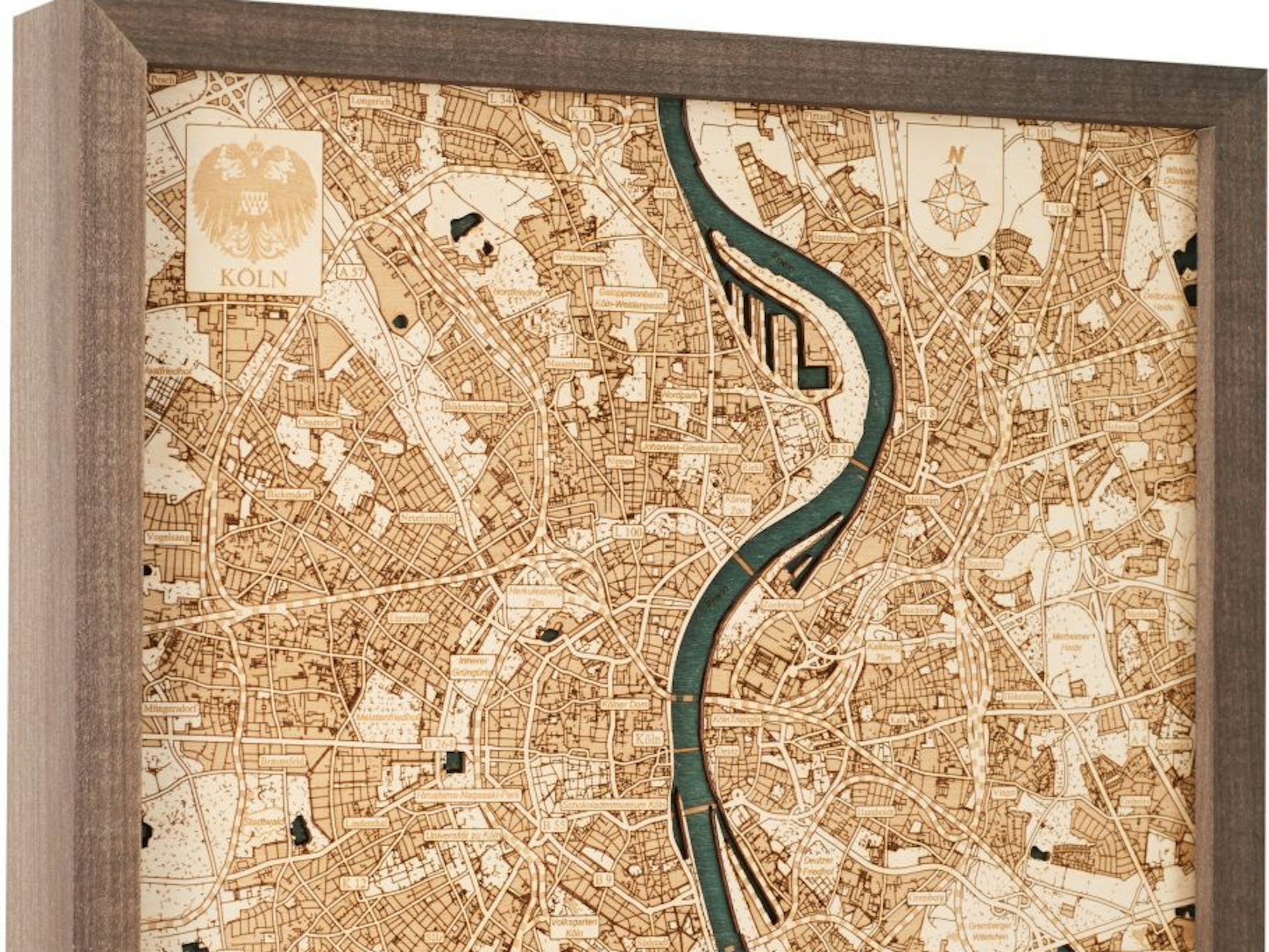 3-D Holz-Stadtkarte Köln