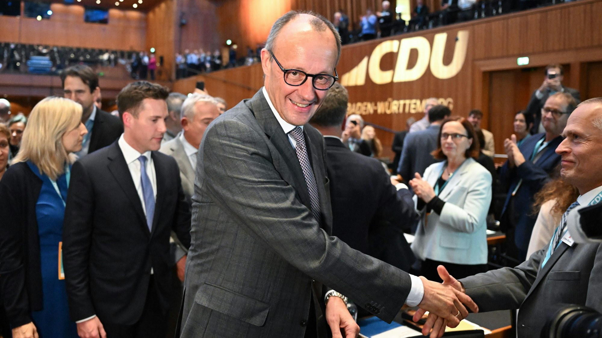 CDU-Chef Friedrich Merz beim Landesparteitag der CDU in Baden-Württemberg am 18. November 2023.