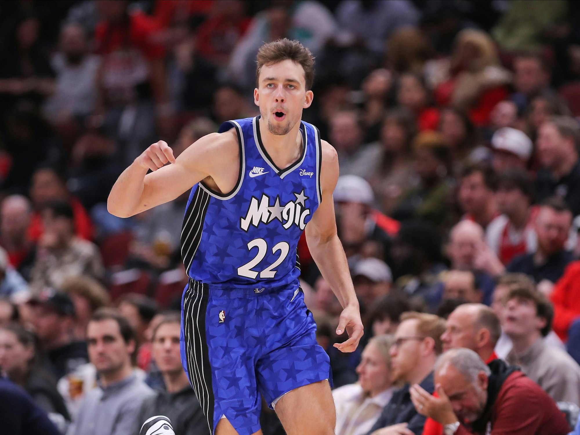 Basketball-Nationalspieler Franz Wagner von den Orlando Magic, hier am 15. November im Spiel gegen die Chicago Bulls, hat mit seiner Mannschaft den fünften Sieg in Serie eingefahren.