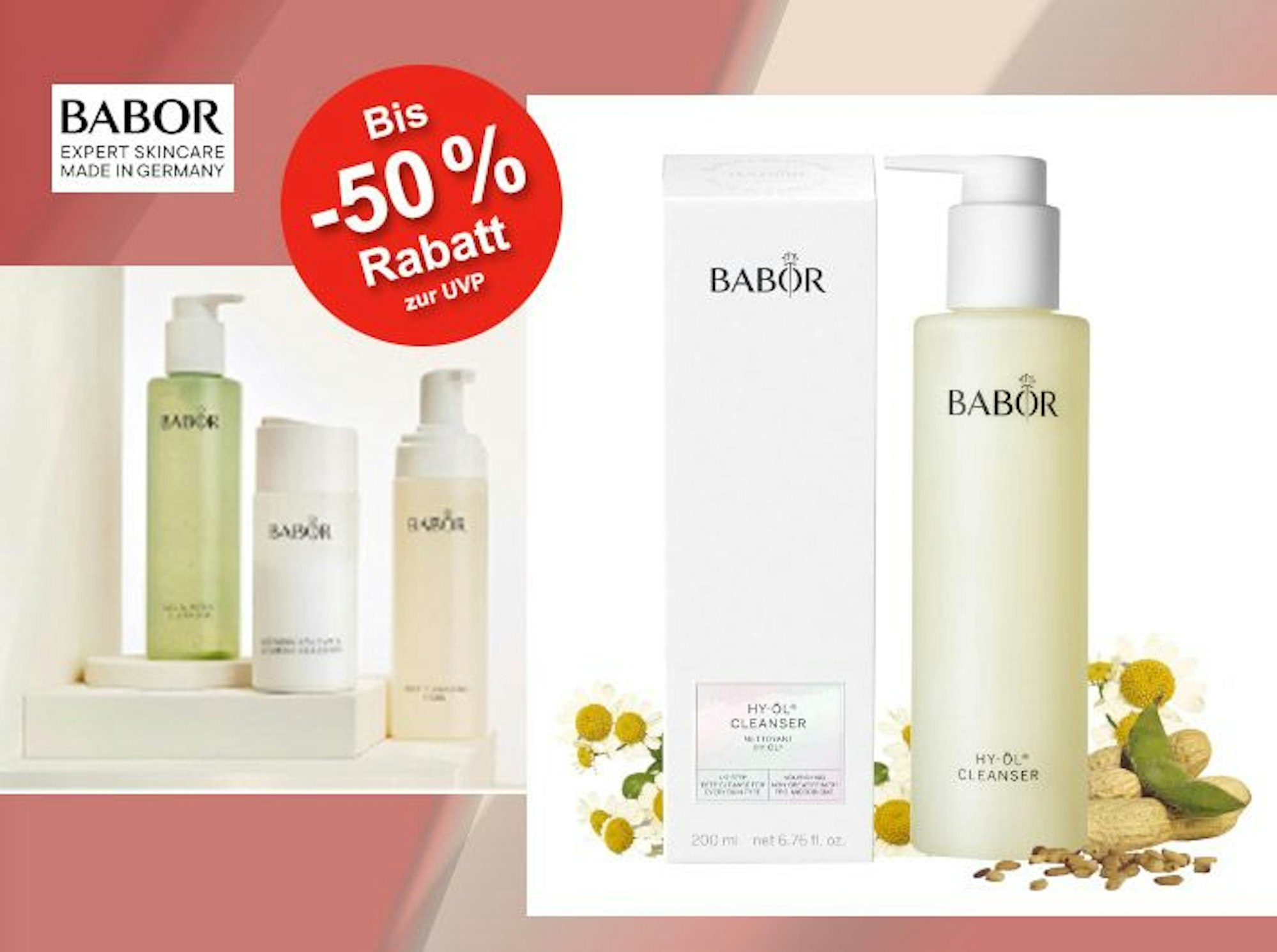 Auf dem Bild sind Beauty Produkte der Marke Babor zu sehen.