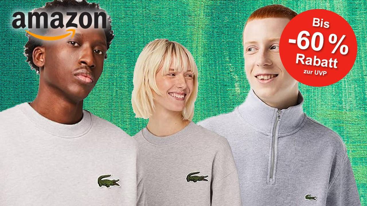 Auf dem Bild sind verschiedene Personen mit Lacoste Oberteilen zu sehen.