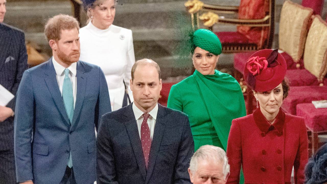 Einer der letzten gemeinsamen Auftritte vor dem royalen Familienzoff: Prinz Harry (l-r), Prinz William, Meghan, Herzogin von Sussex, und Kate, damalige Herzogin von Cambridge, im März 2020.