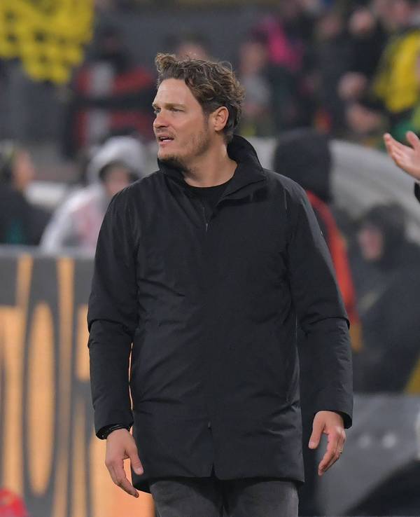 Edin Terzic und Sebastian Kehl beim Spiel von Borussia Dortmund in der Coaching-Zone.