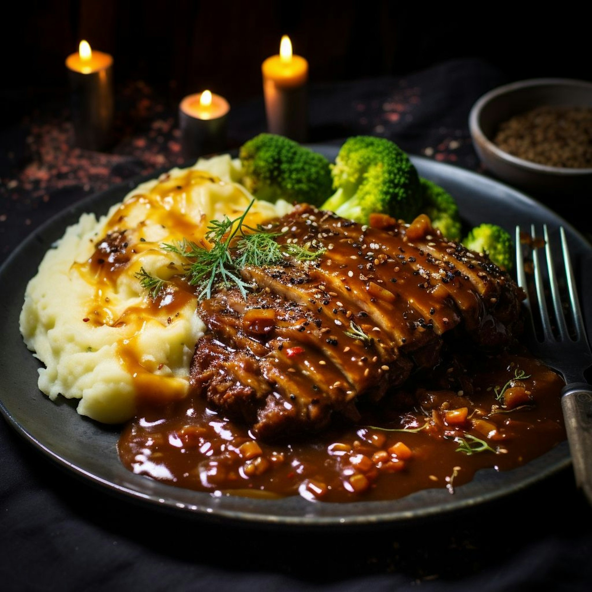 Hackbraten mit Senf-Kräuter-Kruste