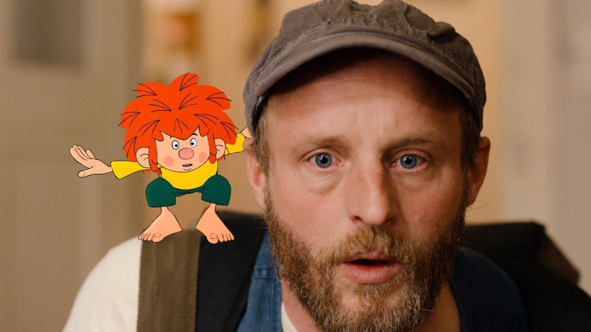 Florian Eder (Florian Brückner) und Pumuckl auf einem undatierten Foto