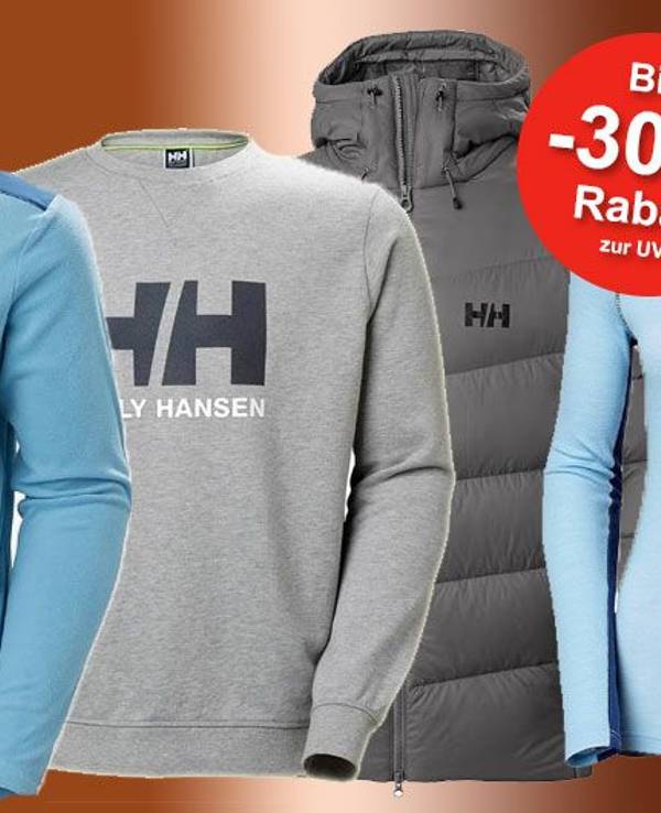 Auf dem Bild befinden sich Produkte aus dem Helly Hansen Sale bei Amazon.