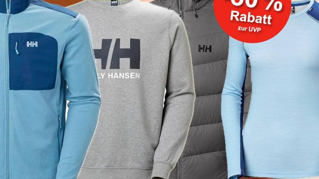 Auf dem Bild befinden sich Produkte aus dem Helly Hansen Sale bei Amazon.