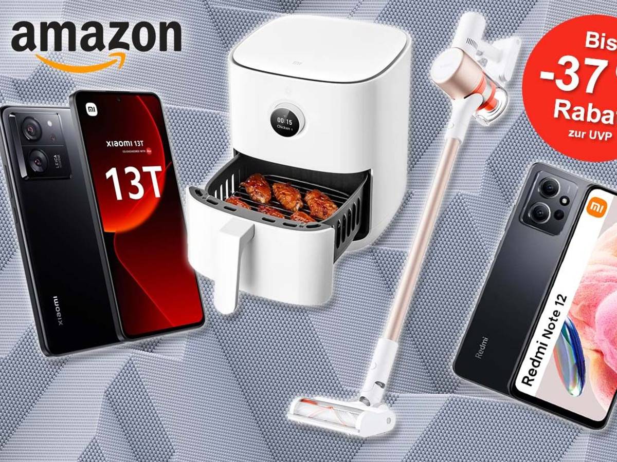 Xiaomi Technik Produkte wie Redmi Note 12 oder 13T Smartphone bis Haushaltsgeräte wie Stab-Staubsauger und Saugroboter.