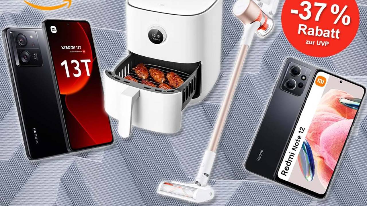 Xiaomi Technik Produkte wie Redmi Note 12 oder 13T Smartphone bis Haushaltsgeräte wie Stab-Staubsauger und Saugroboter.