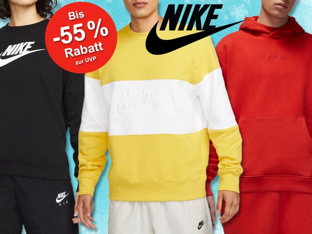 Nike Sweatshirts, Pullover, Hoodies für Damen und Herren mit Winter Hintergrund.
