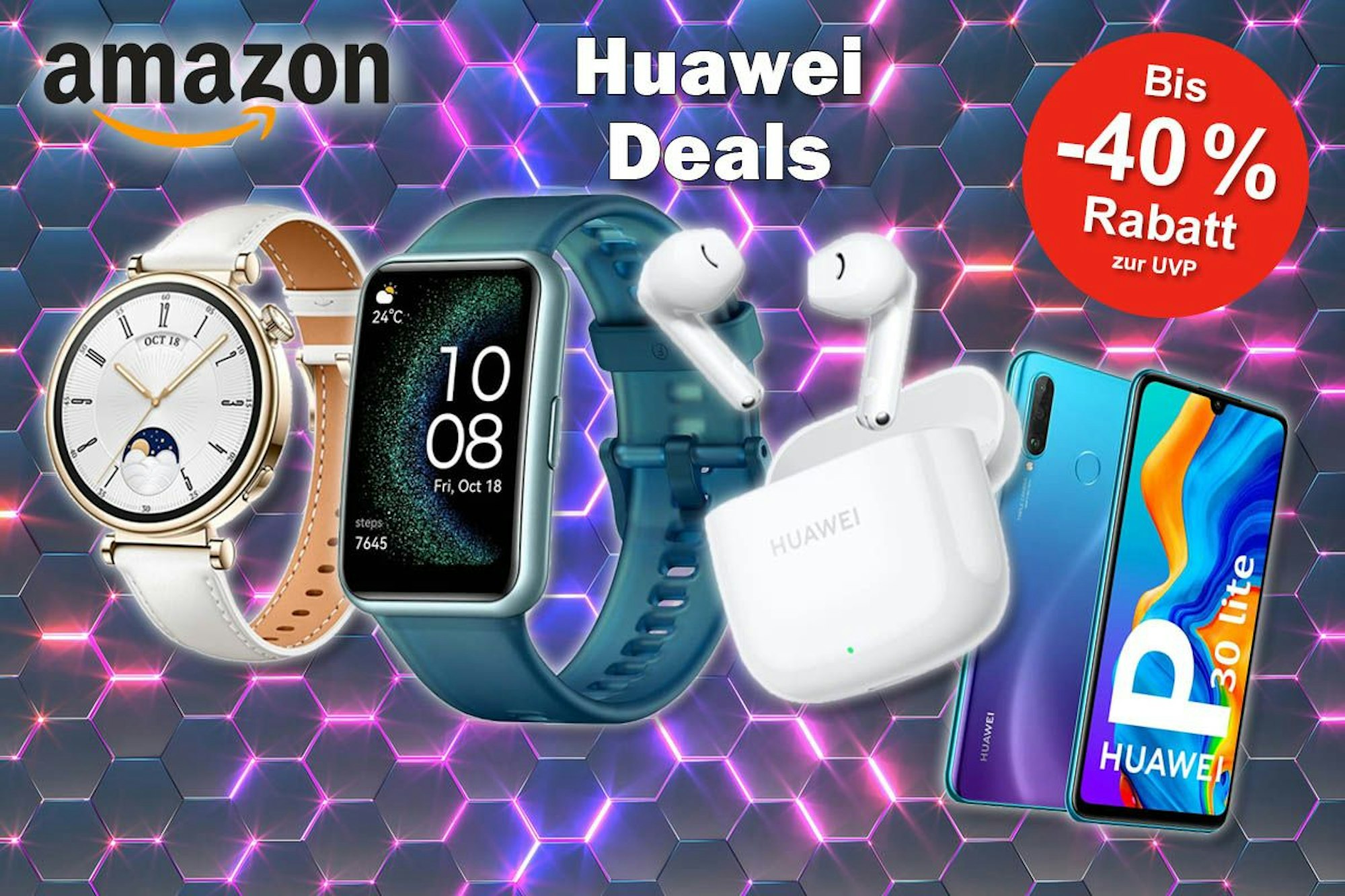 Smarte Huawei Mega Deals im Amazon Sale Bis zu 40 Rabatt auf Smartwatches Freebuds und Smartphones Express