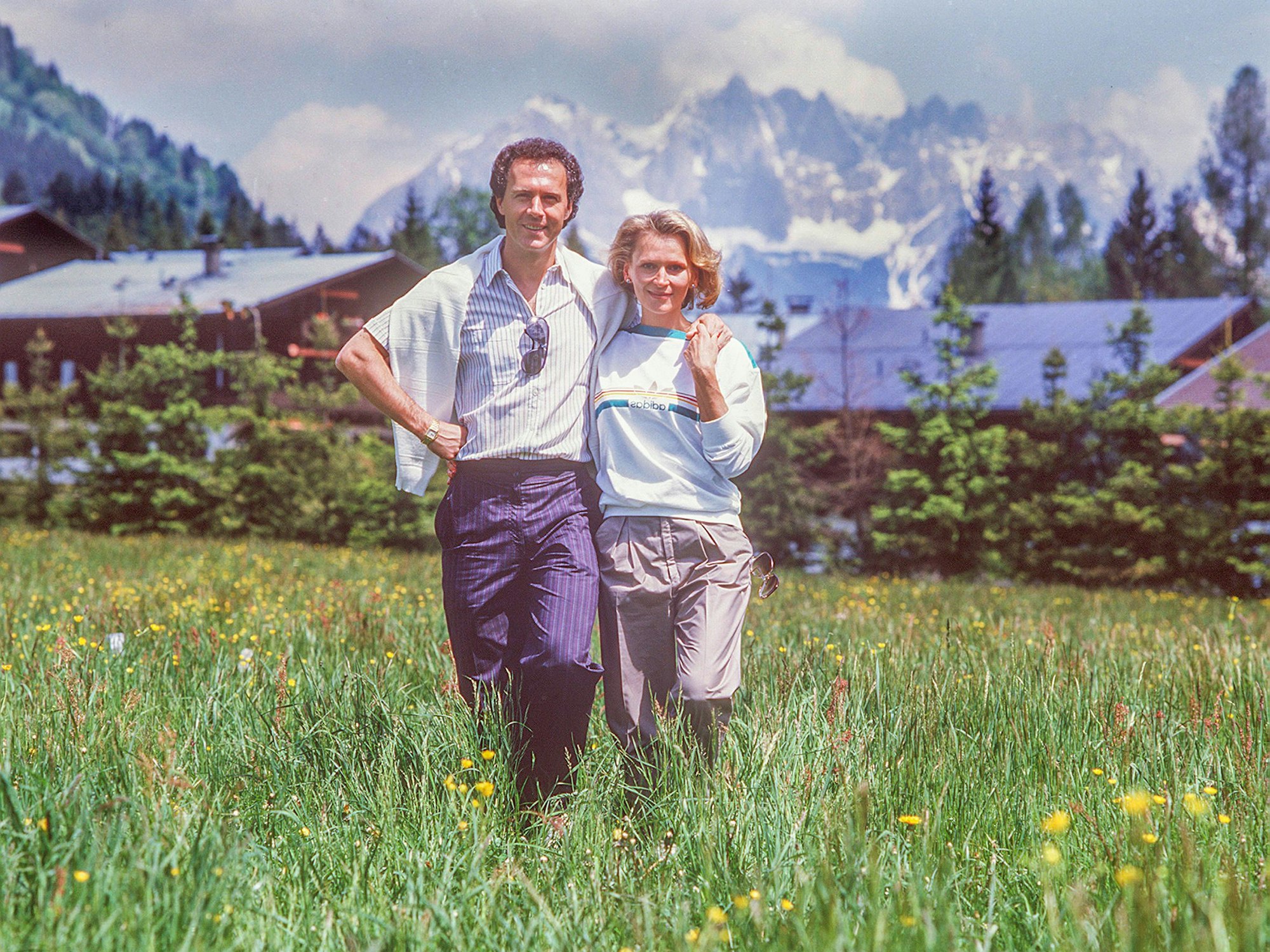 Franz Beckenbauer und Diana Sandmann in Kitzbühel 1990.