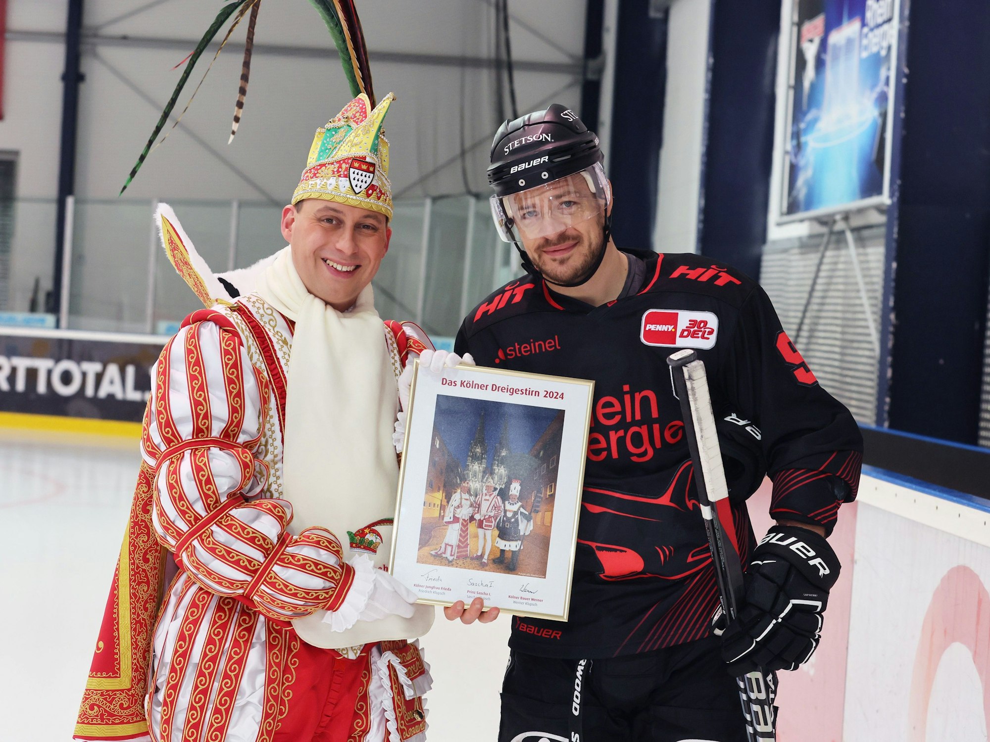 Kölner Dreigestirn bei den Kölner Haien, Prinz Sascha I. und Moritz Müller.