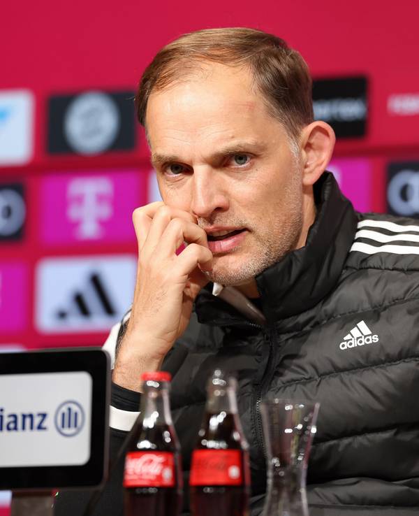 Trainer Thomas Tuchel vom FC Bayern München spricht in der Pressekonferenz nach dem 3:0-Sieg über die TSG Hoffenheim.