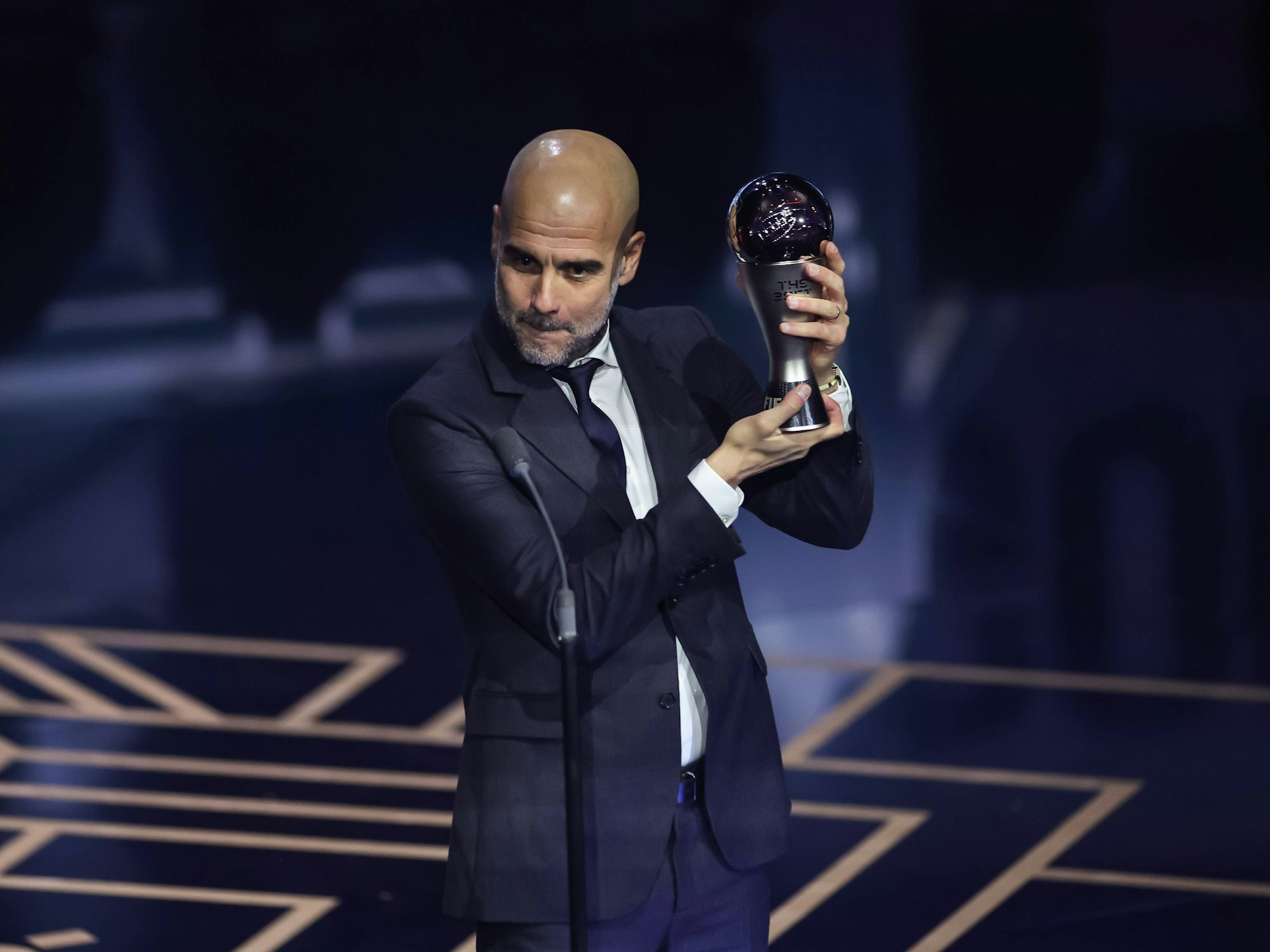 Manchester-Trainer Pep Guordiola auf der Fifa-Preisverleihung am 15. Januar 2024.