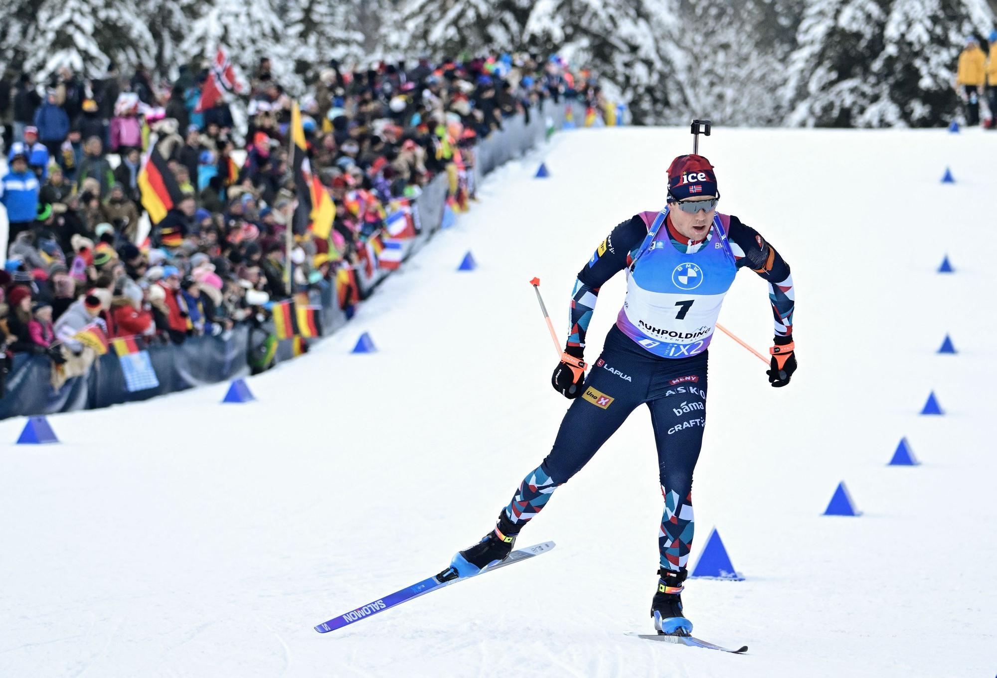 Vetle Sjastad Christiansen während der Verfolgung in Ruhpolding.
