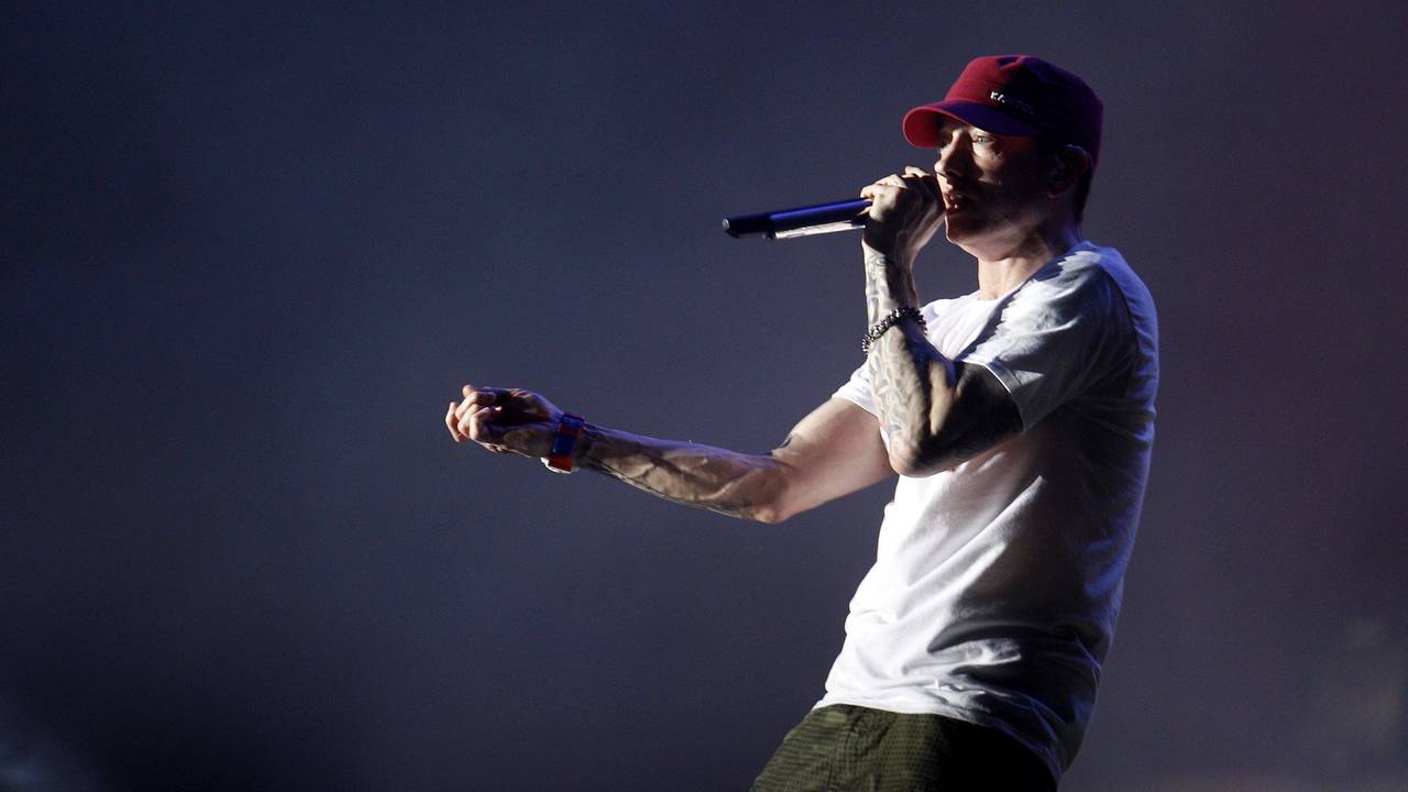 US-Rapper Eminem tritt am 19.03.2016 beim Lollapalooza Festival in Santiago (Chile) auf.