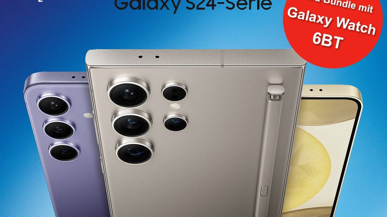 Abbildung der Samsung Galaxy S24 Smartphones in verschiedenen Farben.