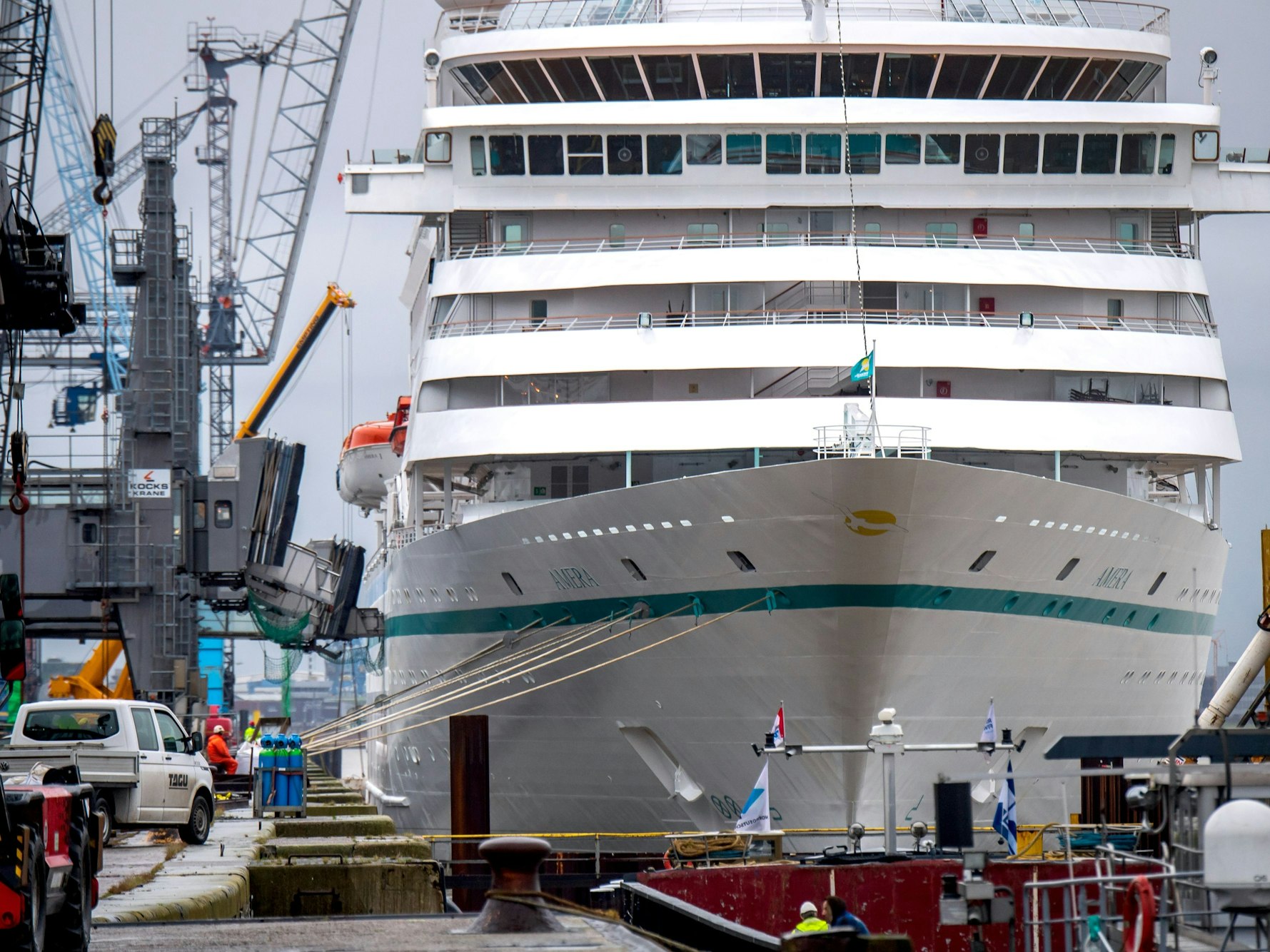 Die „Amera“ liegt am Kreuzfahrtterminal des Hafens, hier im Januar 2022.