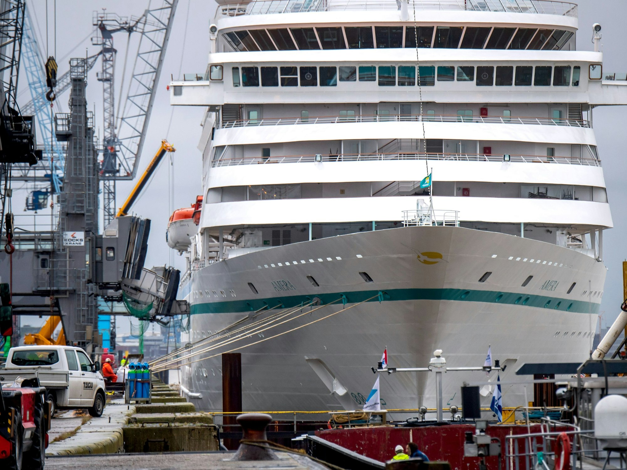 Die „Amera“ liegt am Kreuzfahrtterminal des Hafens, hier im Januar 2022.