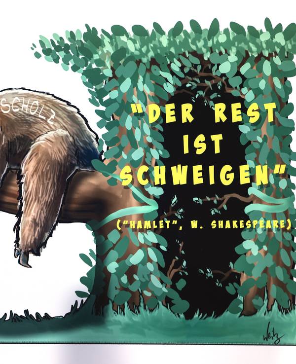 Die Zeichnung für einen politischen Persiflagewagen zeigt den Entwurf zum Thema Bundeskanzler.