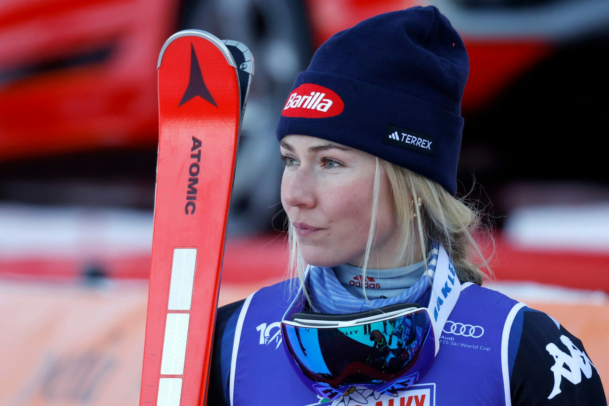 Mikaela Shiffrin aus den USA reagiert nach ihrem zweiten Platz.
