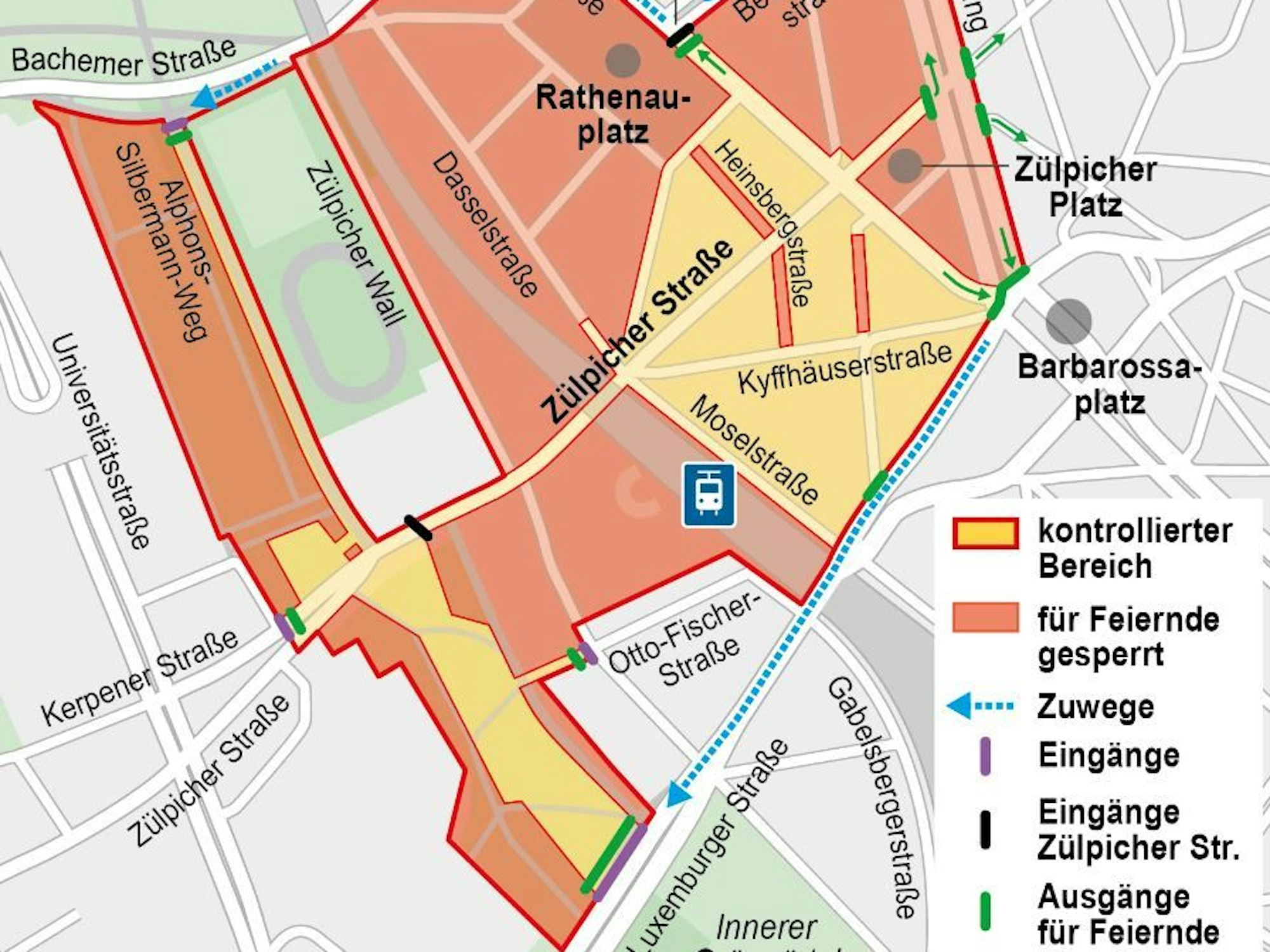 Der Plan zeigt das Sicherheitskonzept der Stadt Köln für den 11.11.2023.