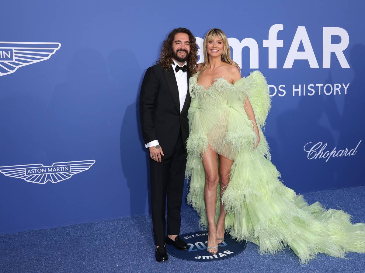 Heidi Klum und Tom Kaulitz posieren für die Kameras.