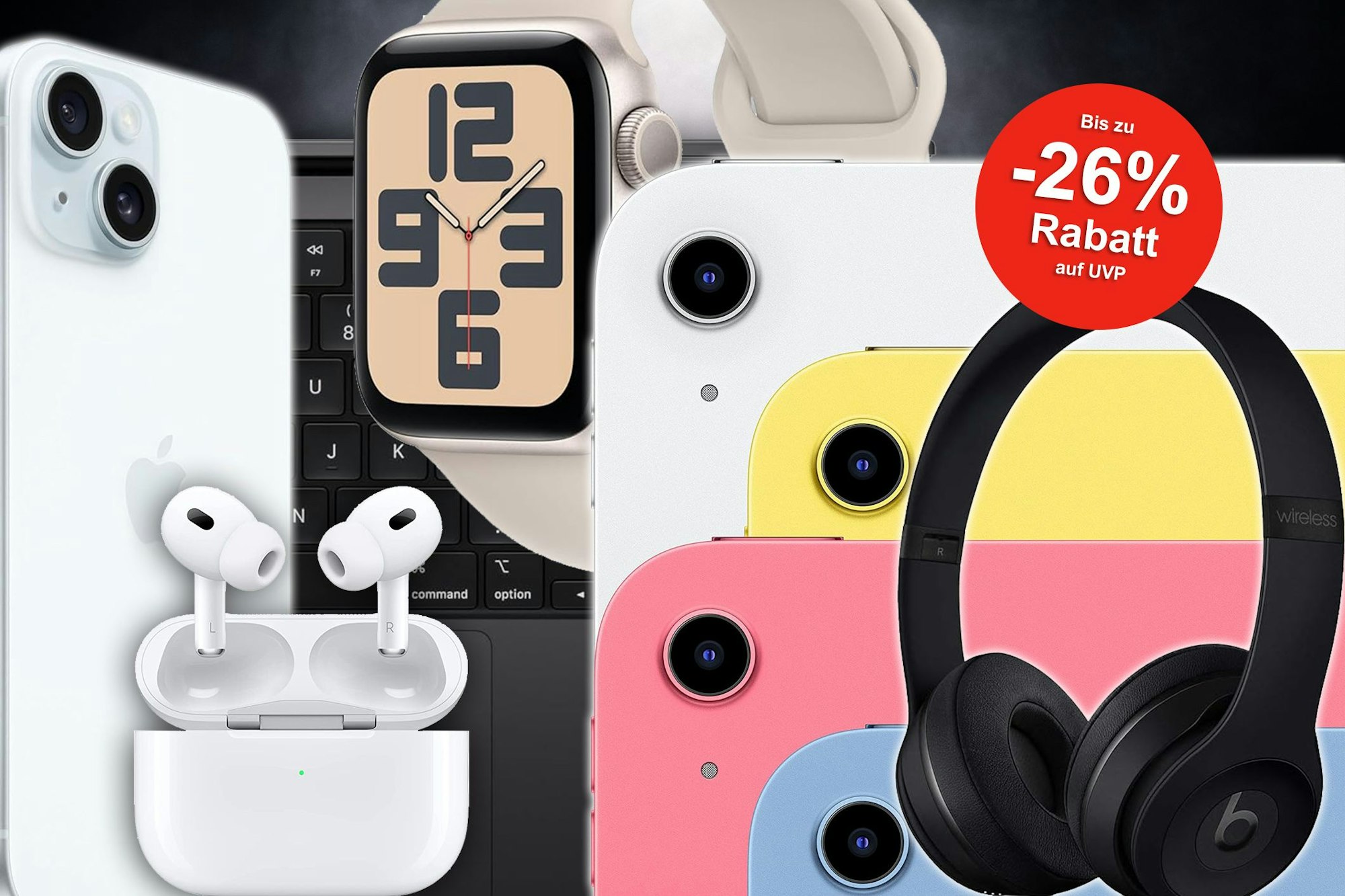 Produktabbildungen von Apple und Beats Produkten