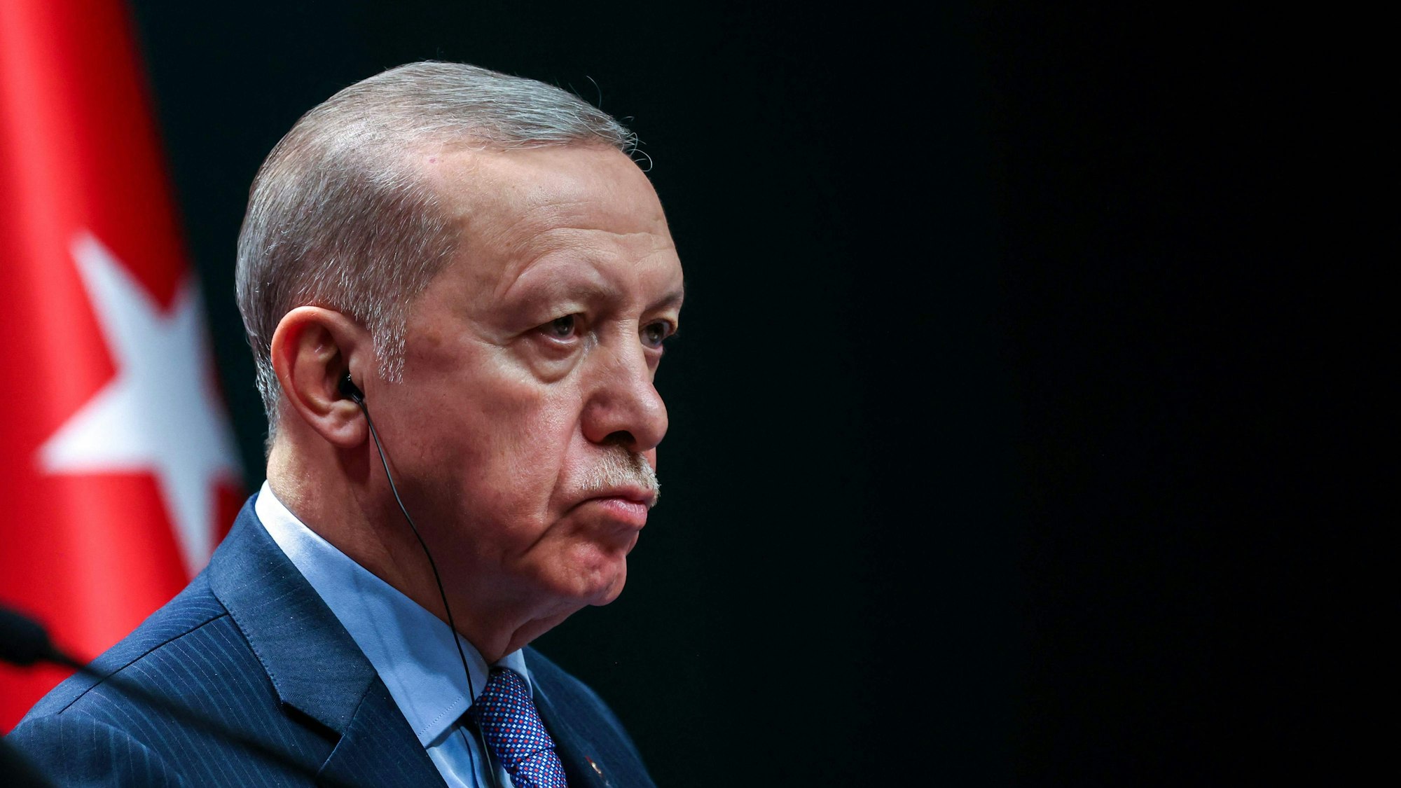 Der türkische Präsident Recep Tayyip Erdogan bei einer Pressekonferenz am 24. Januar mit dem iranischen Präsidenten in Ankara.