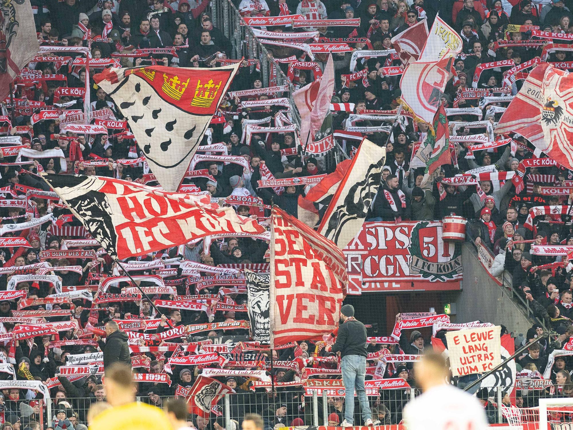 Die Fans des 1. FC Köln am 20. Januar 2024 im Spiel gegen Borussia Dortmund.