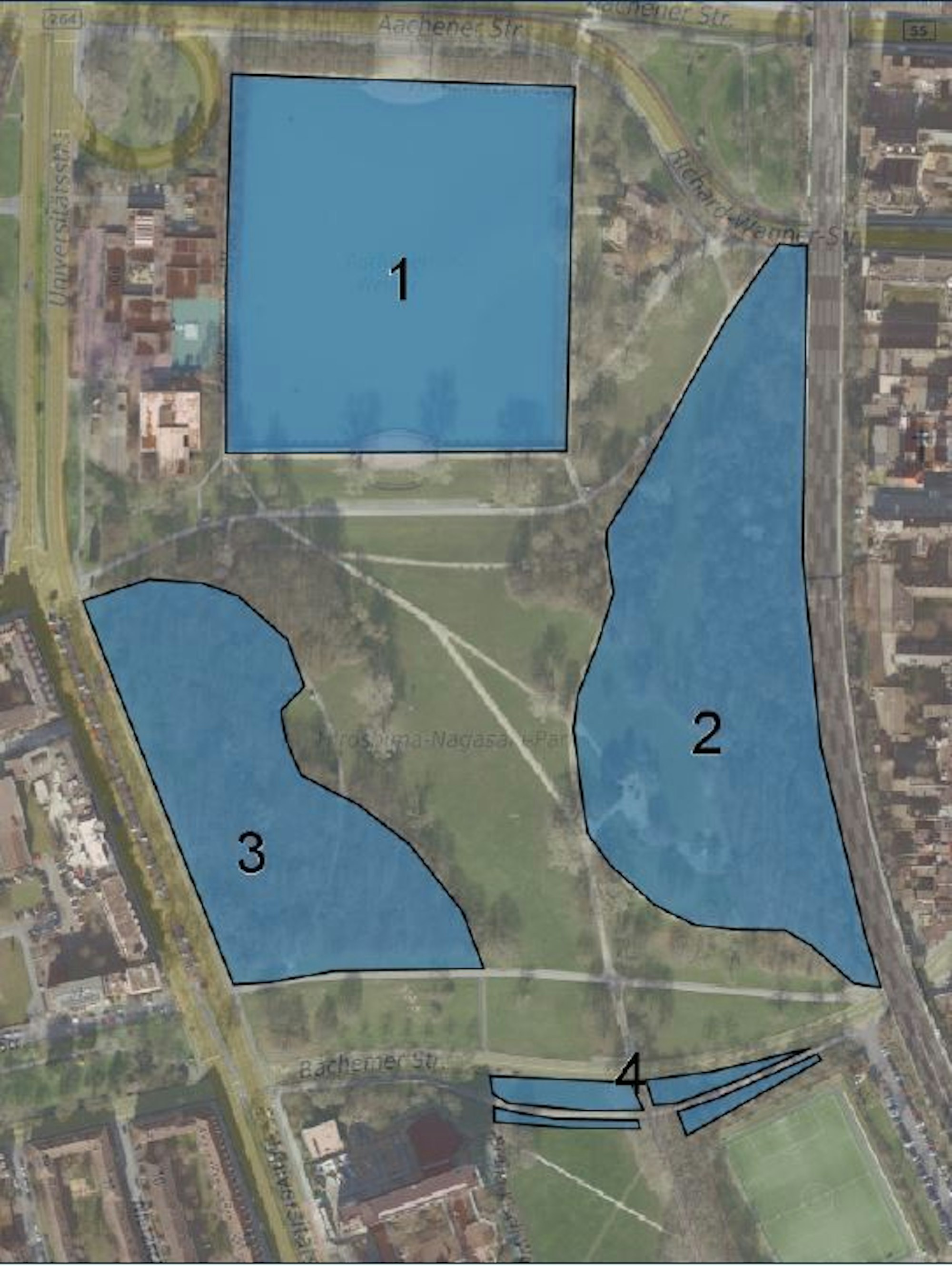 Sperrungen im Park am Aachener Weiher.