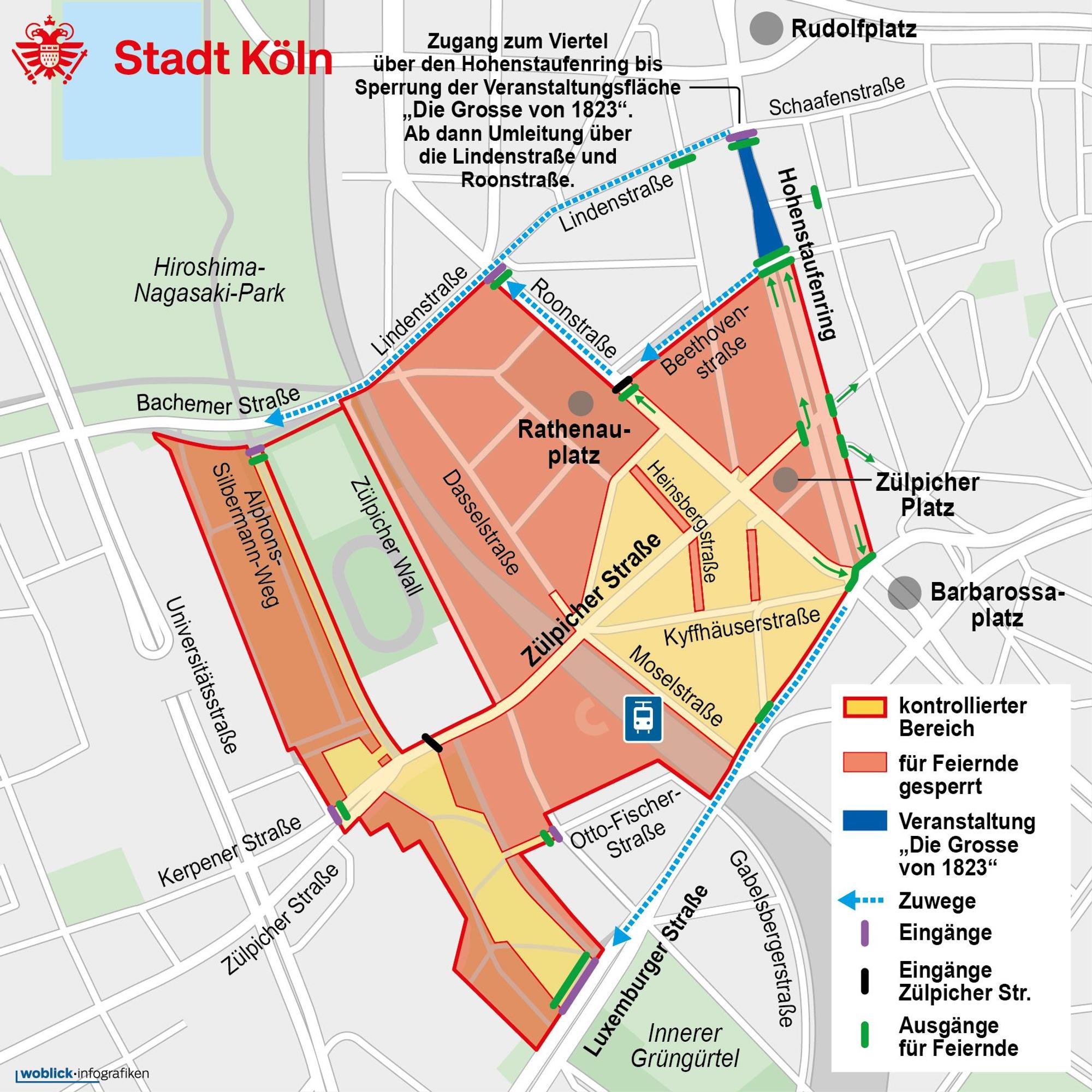 Sperrungen im Zülpicher Viertel.