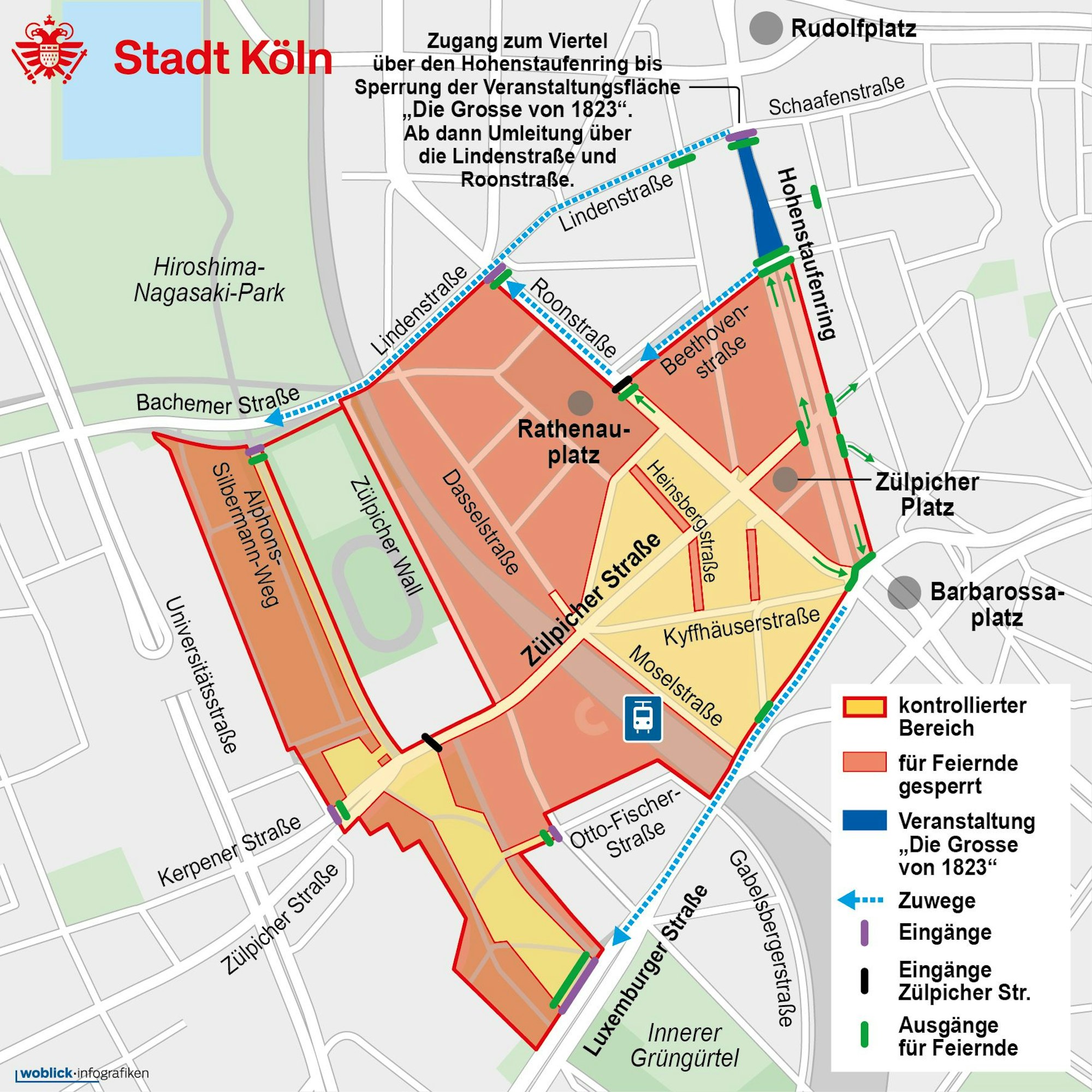 Sperrungen im Zülpicher Viertel.